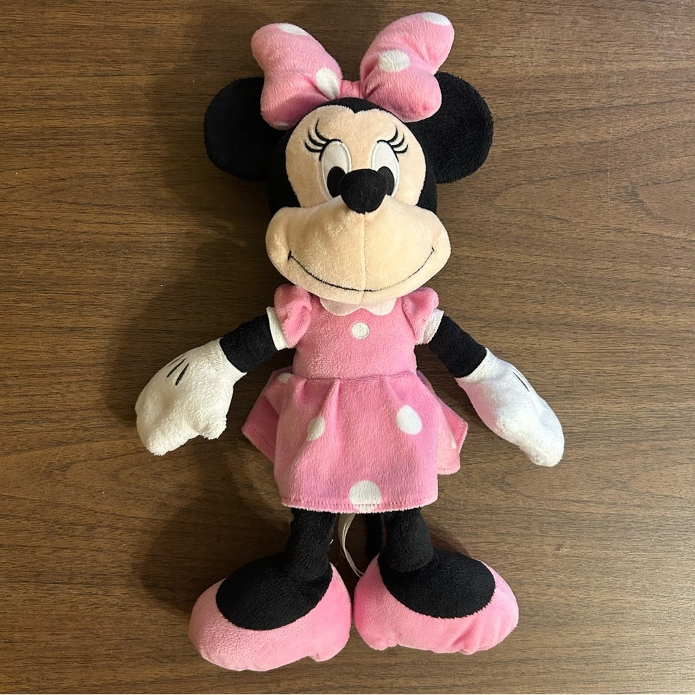 Disney Plush Minnie Mouse Pink Polka Dot Dress 18”